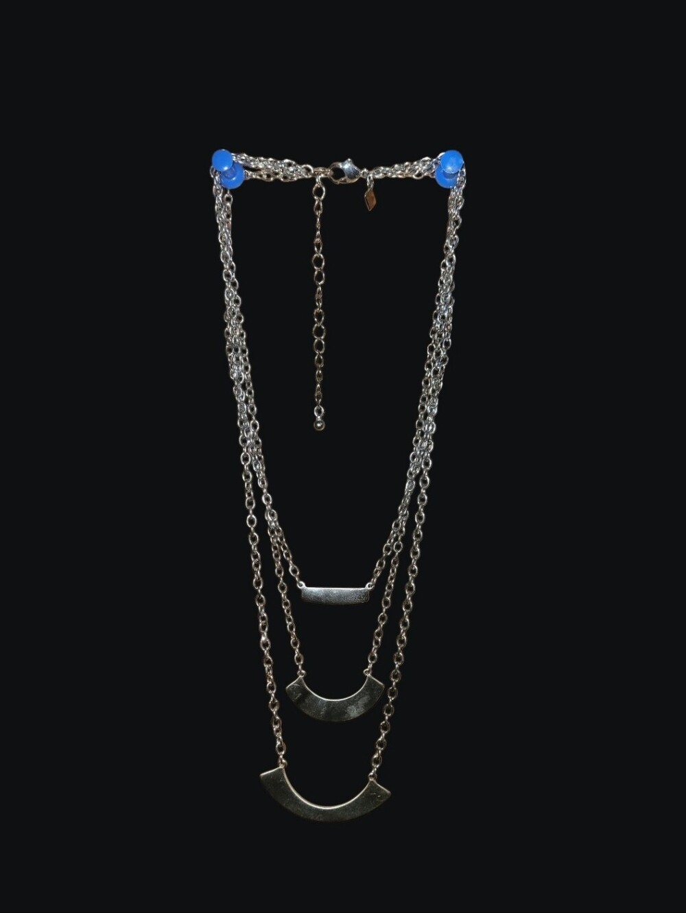 Banana Republic Silver 3-Strand Layered Statement Necklace Geometric